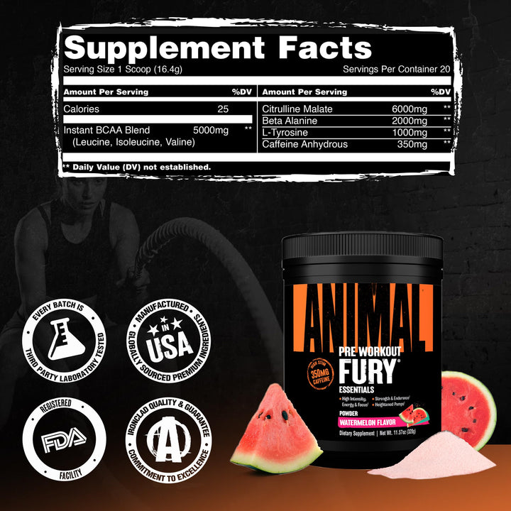 Animal Pre-Workout Fury Essentials, Watermelon, 328 g