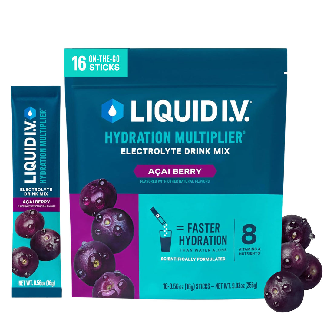 Liquid I.V. Hydration Multiplier Electrolyte Powder, Acai Berry, 16 Count