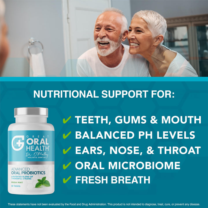 Great Oral Health Oral Probiotics Chewable Tablets, Mint, 60 Count