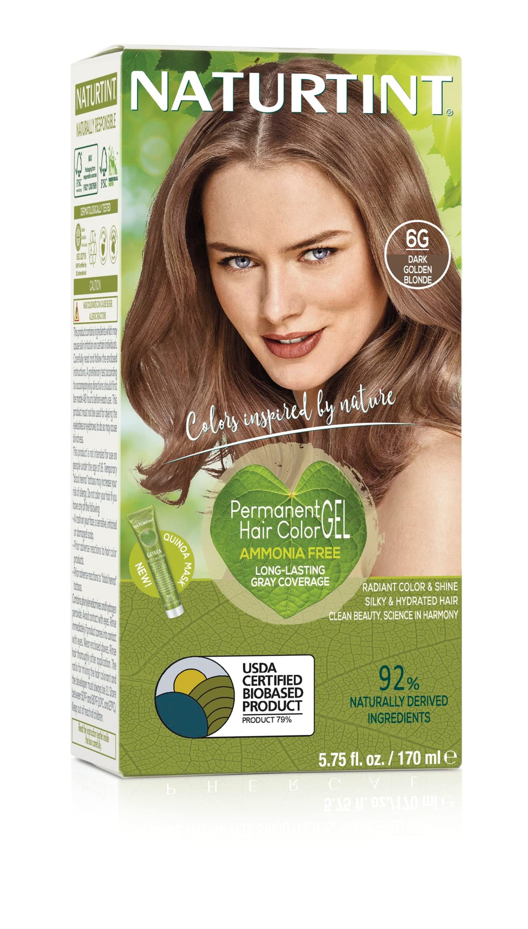 Naturtint Permanent Hair Colour, 6G Dark Golden Blonde, 170 ml