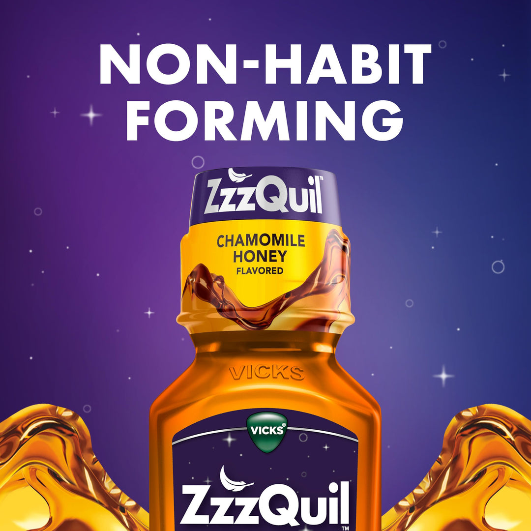 ZzzQuil Liquid Sleep Aid, Chamomile Honey, 50 mg, 24 fl oz, Pack of 2
