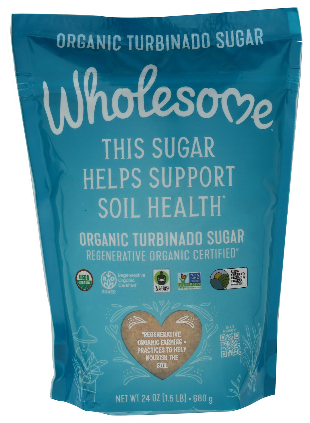 Wholesome Regenerative Organic Turbinado Sugar, 24 oz