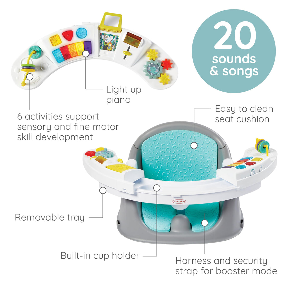 Infantino Music & Lights 3-in-1 Discovery Seat & Booster, Teal