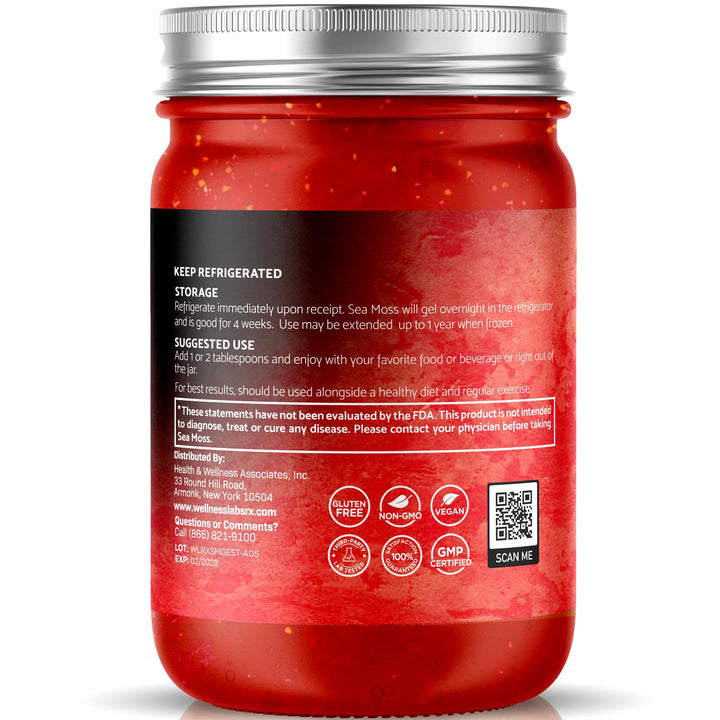 WELLNESS LABSRX Sea Moss Gel, Strawberry, 10 oz