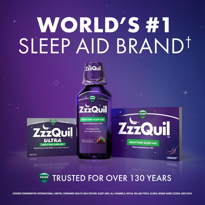 Vicks ZzzQuil Nighttime Sleep-Aid, LiquiCaps, 12 Count