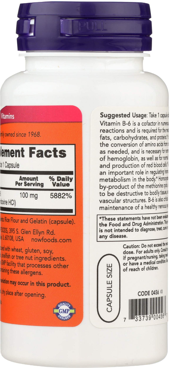 NOW Vitamin B6 100 mg, 100 Count