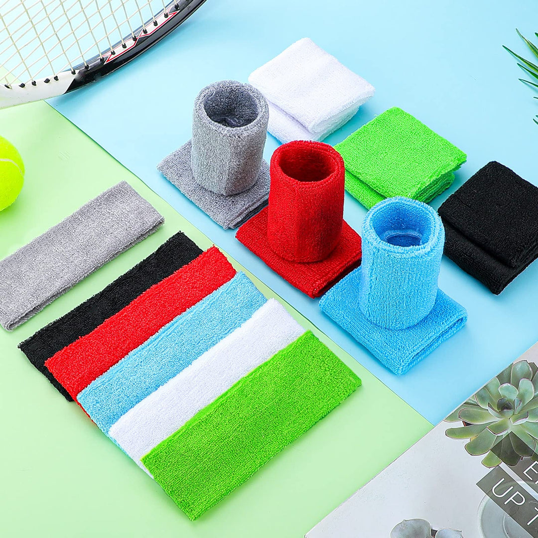 Hungdao Athletic Headband and Wristband Set, Bright Colors