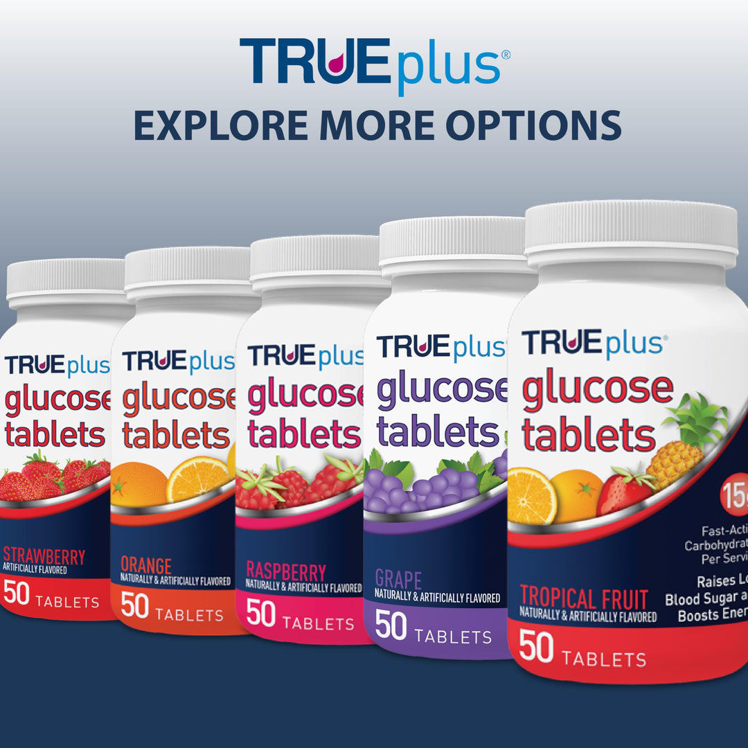 TRUEplus Glucose Tablets, Raspberry, 50 Count