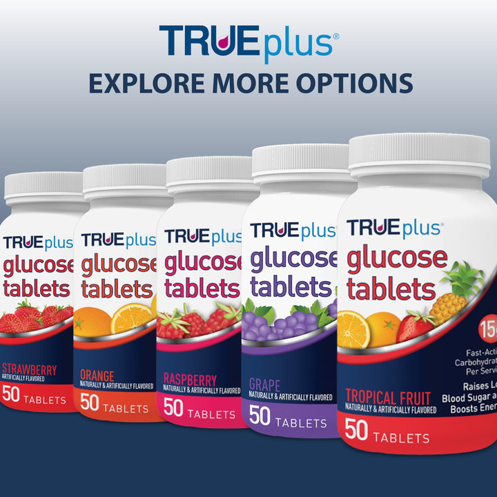 TRUEplus Glucose Tablets, Raspberry, 50 Count