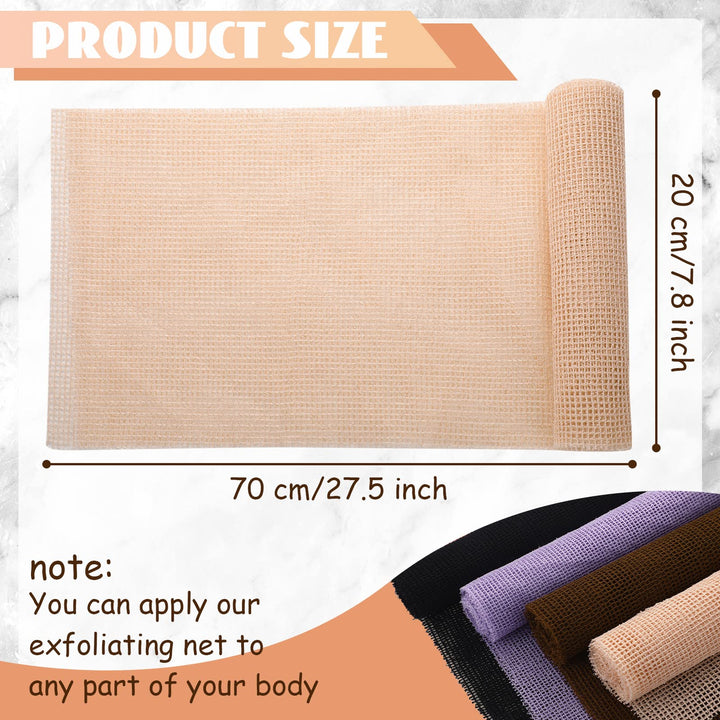 Breling African Body Exfoliating Net, Black Brown Pink Purple, 4 Count