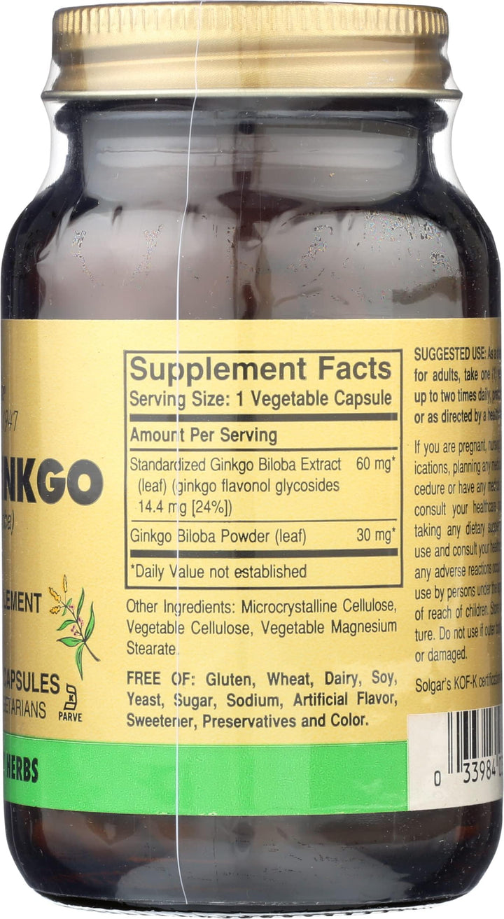 Solgar Super Ginkgo Vegetable Capsules, 120 Count