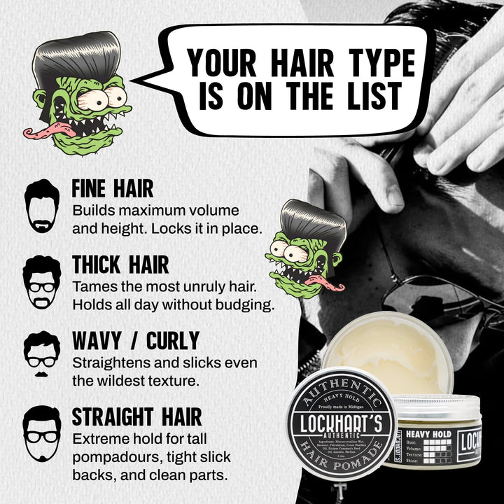 Lockhart's Authentic Grooming Co. LLC Heavy Hold Pomade, Coco Vanilla, 3.4 oz