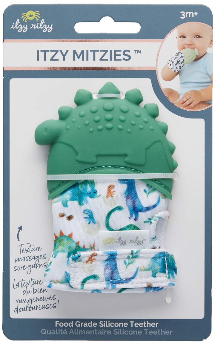 Itzy Ritzy Silicone Teething Mitt, Green Dinosaur