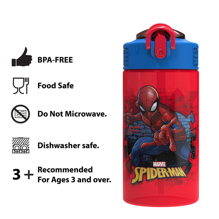 Zak Designs Marvel Spider-Man Water Bottle, 16 oz