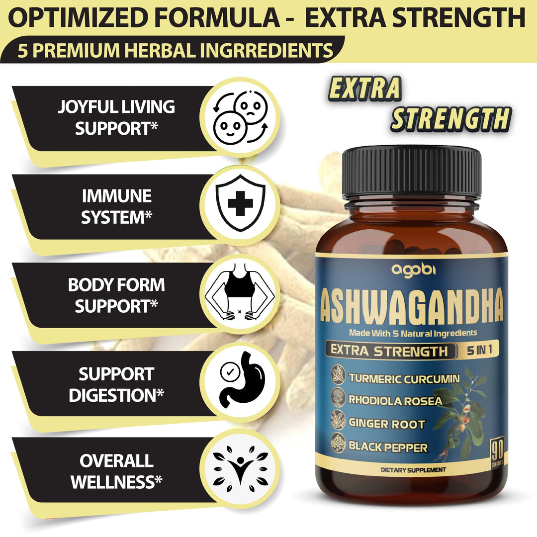 agobi Ashwagandha Extract Capsules, 5200 mg, 90 Count