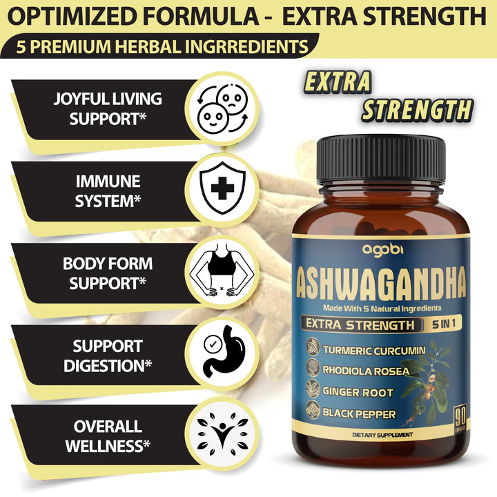 agobi Ashwagandha Extract Capsules, 5200 mg, 90 Count