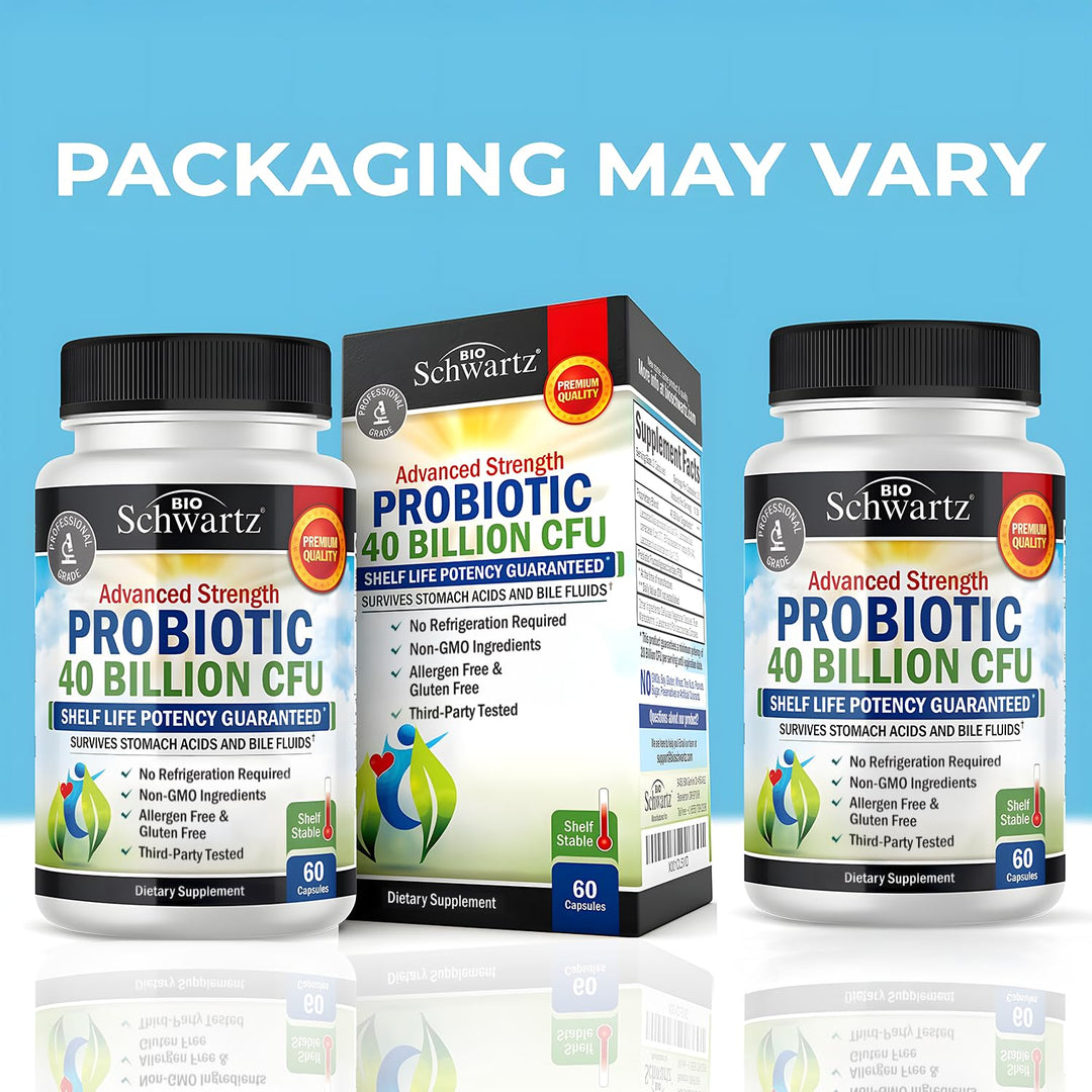 BioSchwartz Probiotic 40 Billion CFU With Organic Prebiotics, 60 Count