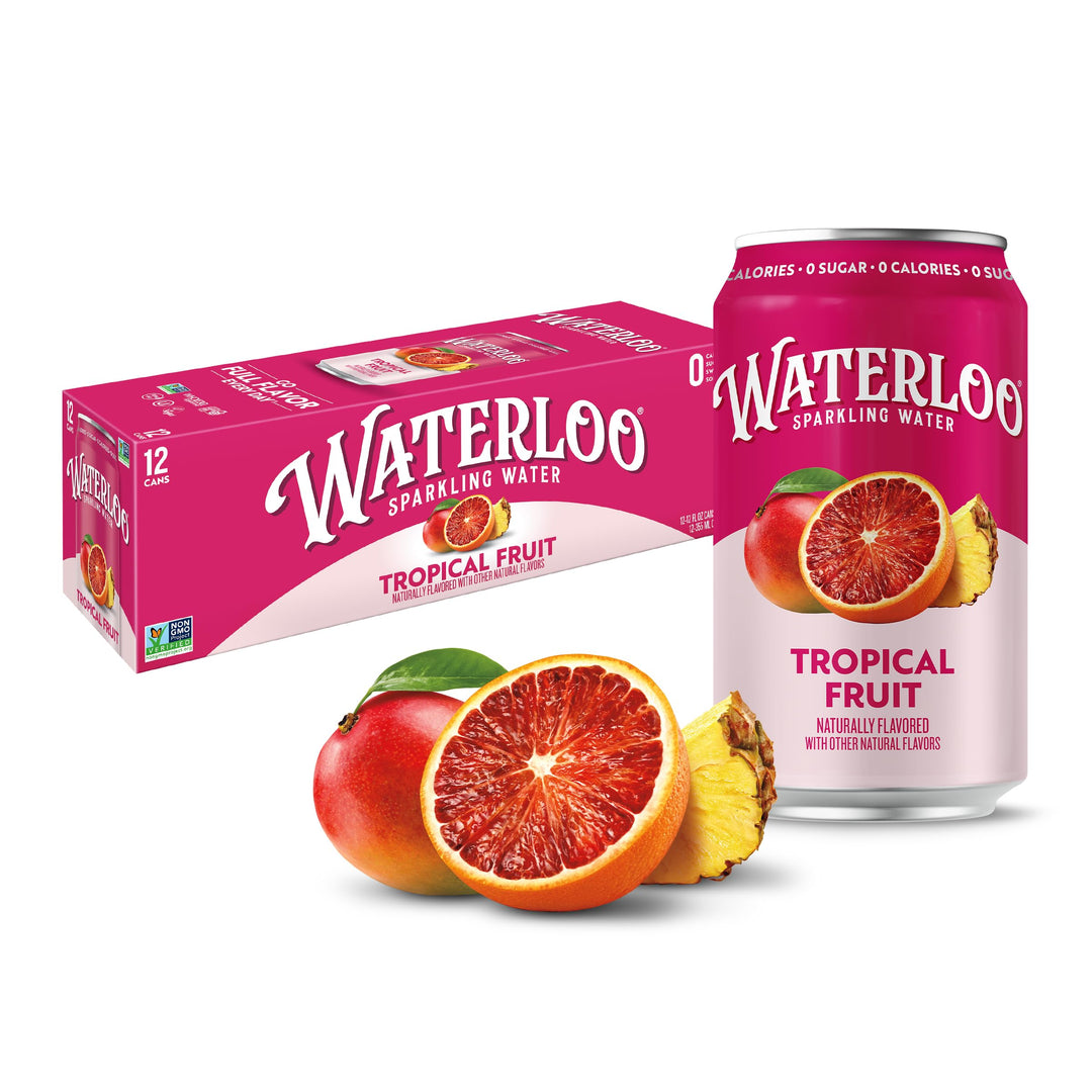 Waterloo Sparkling Water, Tropical Fruit, 12 fl oz, Pack of 12