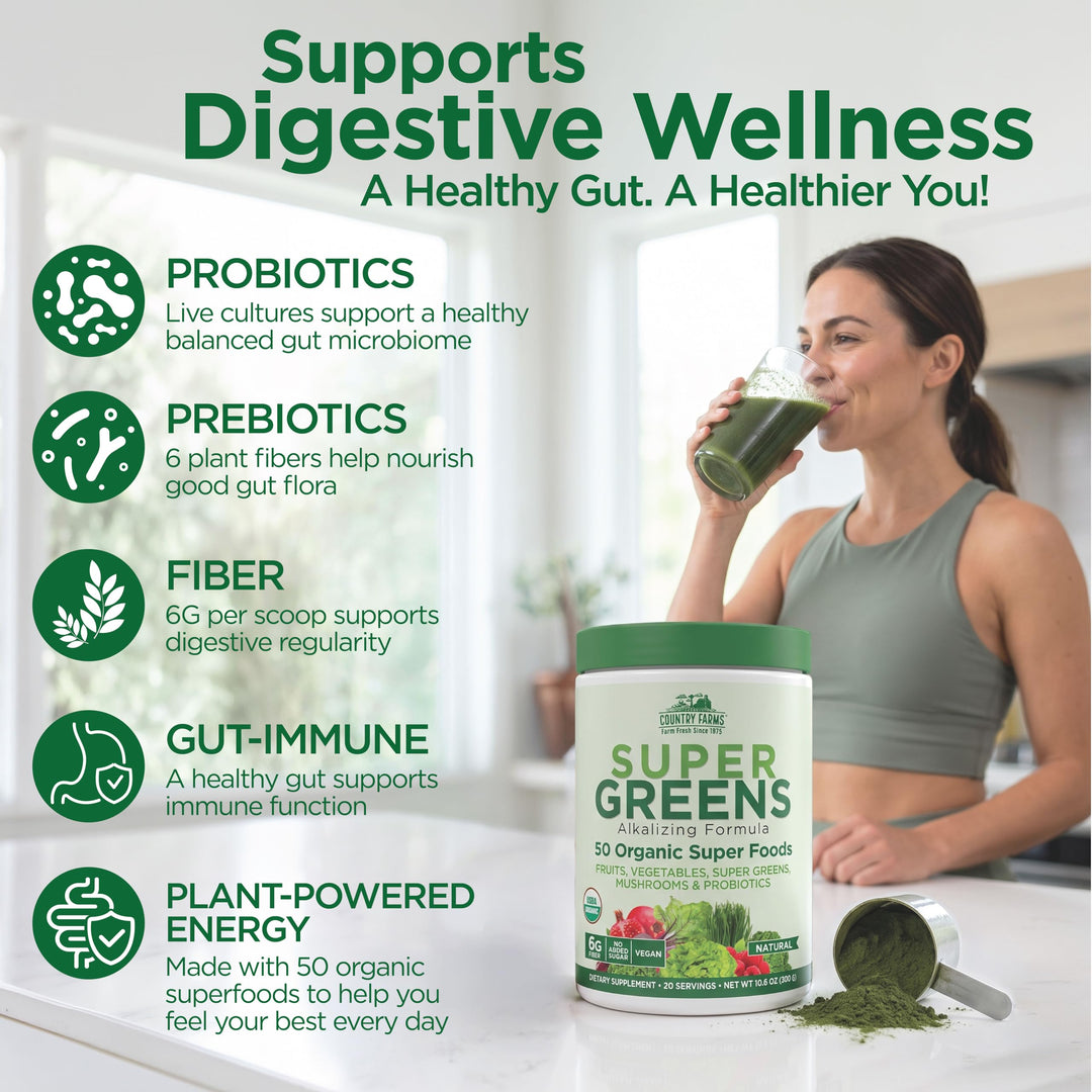 Country Farms Super Greens Drink Mix, Natural Flavor, 10.6 oz