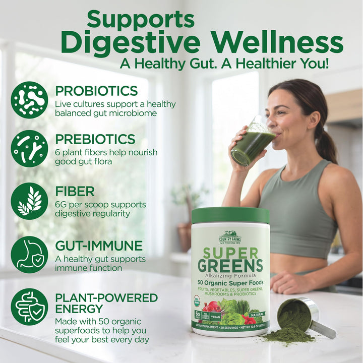 Country Farms Super Greens Drink Mix, Natural Flavor, 10.6 oz