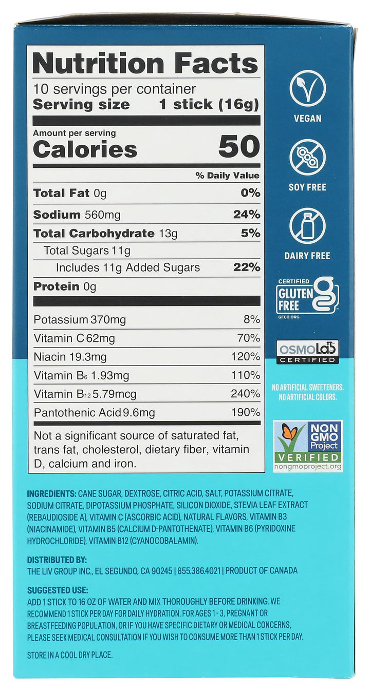 Liquid I.V. Hydration Multiplier, Lemon Lime, 0.56 oz, Pack of 10