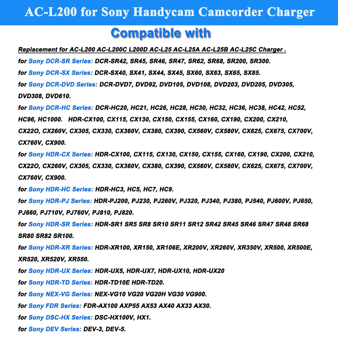 TKDY AC-L200 Camcorder Charger