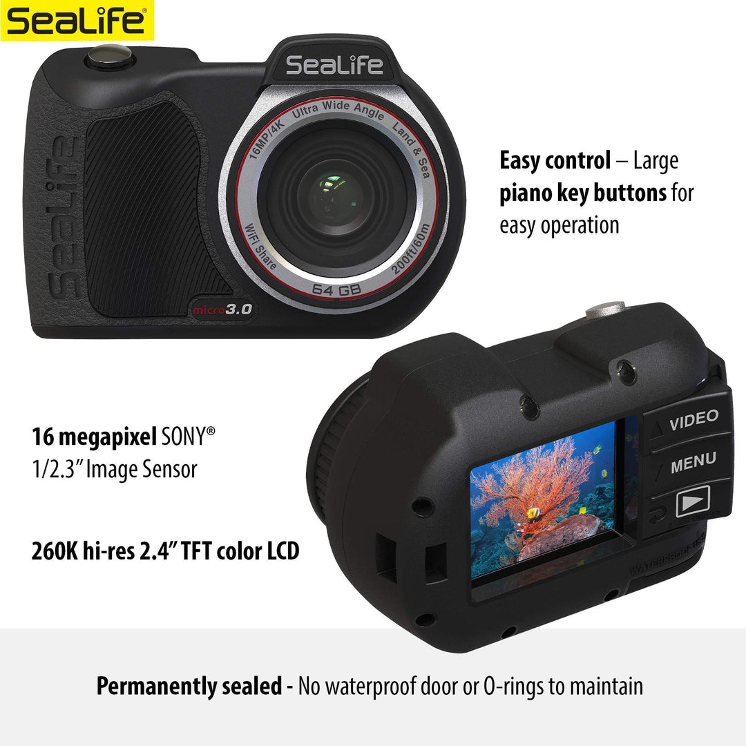 SeaLife Micro 3.0 Underwater Camera, 64GB, 16mp, 4K