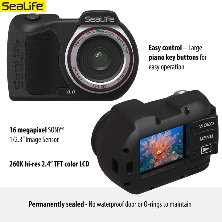 SeaLife Micro 3.0 Underwater Camera, 64GB, 16mp, 4K