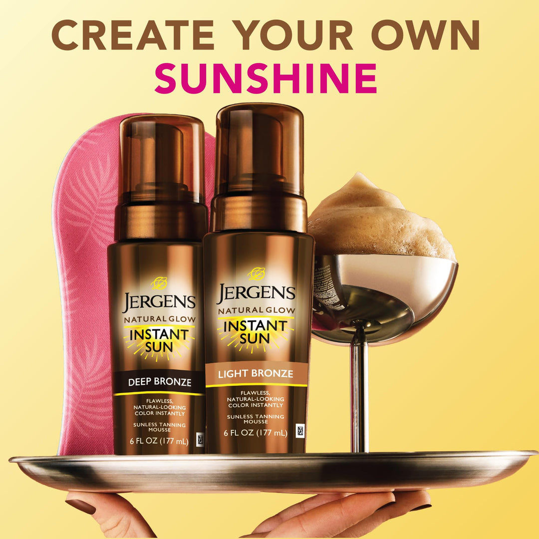 Jergens Natural Glow Self Tanner Mousse, Light Bronze Tan, 6 fl oz