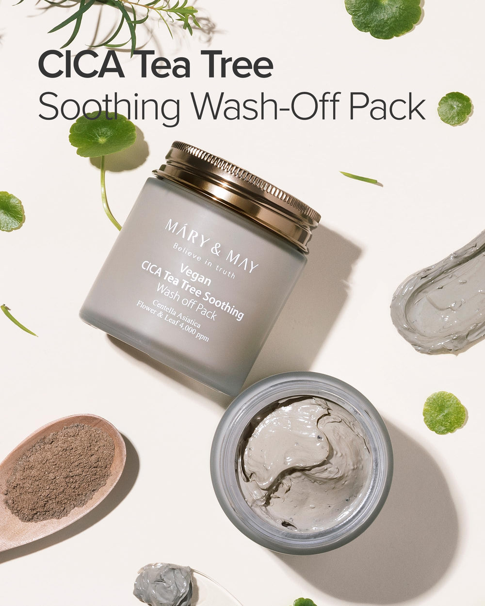 Mary&May Vegan Cica Tea Tree Wash-Off Clay Mask, 4.23 oz