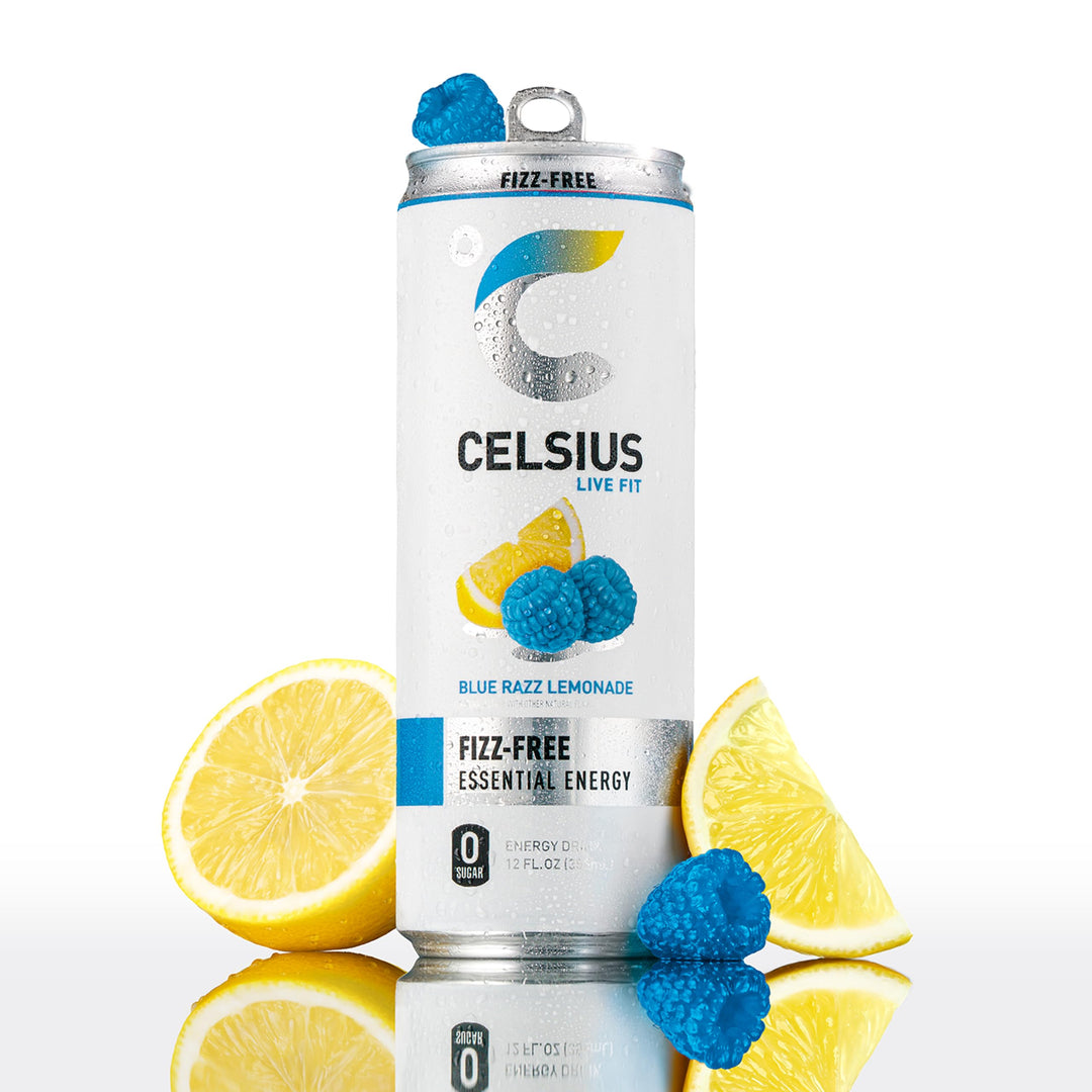 CELSIUS Fizz Free Blue Razz Lemonade Energy Drink, Sugar Free, 12 fl oz, Pack of 12