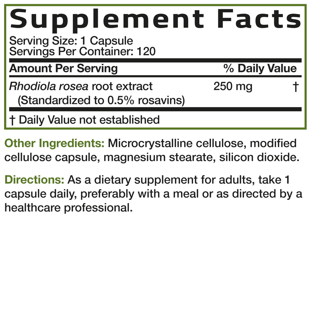 Bronson Rhodiola Rosea Capsules, 120 Count