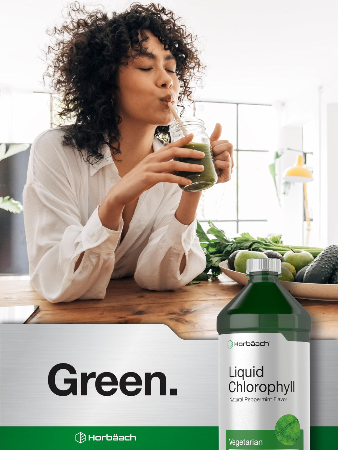 Horbäach Liquid Chlorophyll, Unflavored, 100 mg, 950 ml, Pack of 2