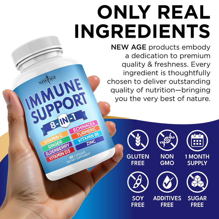 NEW AGE 8 in 1 Immune Support Supplement, 120 Count, Pack of 2