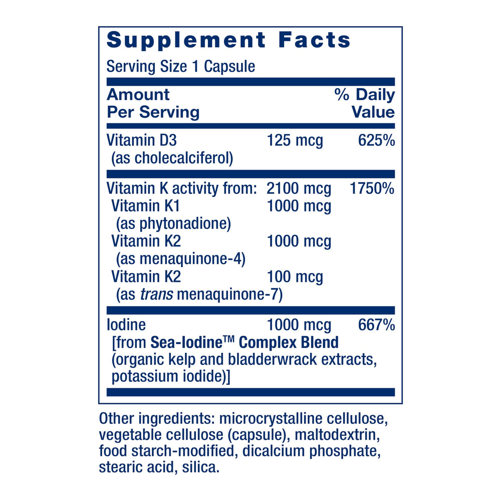 Life Extension Vitamin D and K with Sea-Iodine, 60 Count
