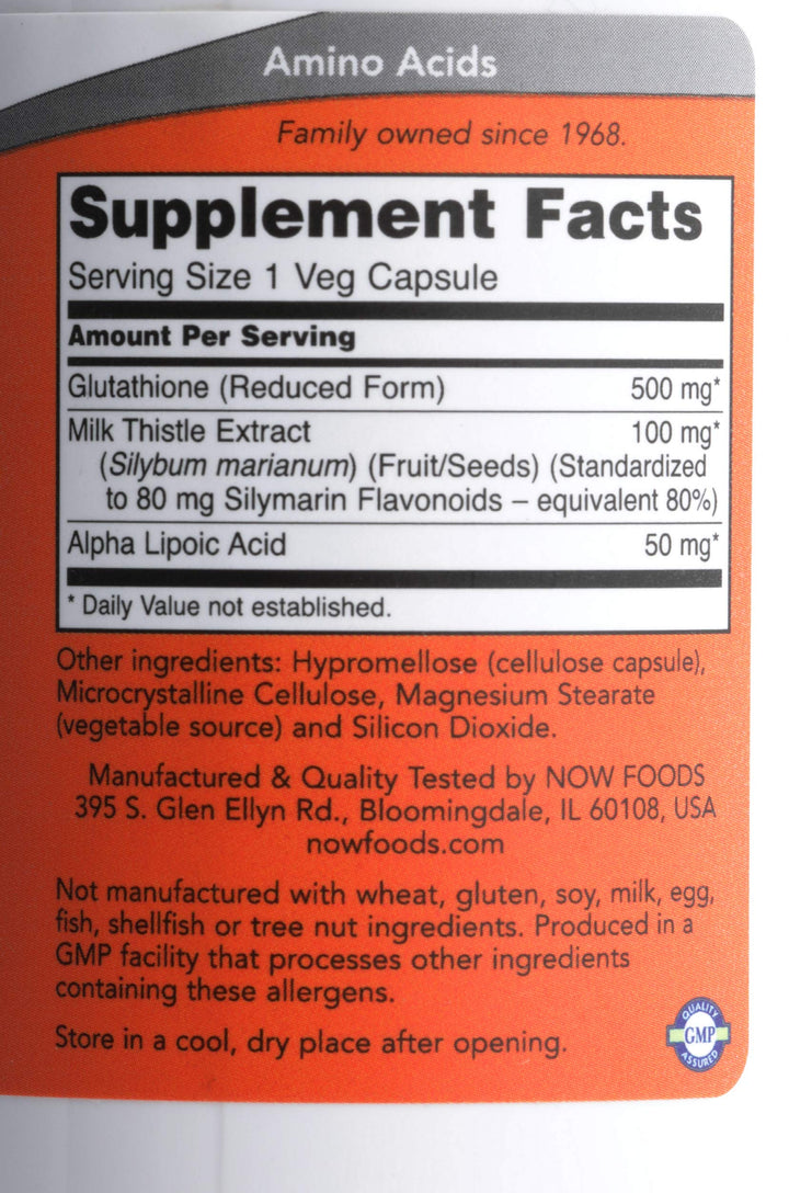 NOW Glutathione 500 mg, 60 Count