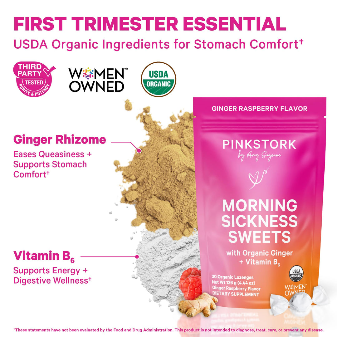 Pink Stork Morning Sickness Sweets, Raspberry, 30 Count