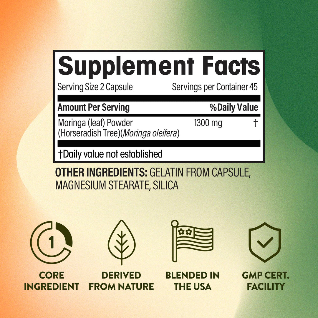 NGL Moringa Capsules, 1300 mg, 90 Count