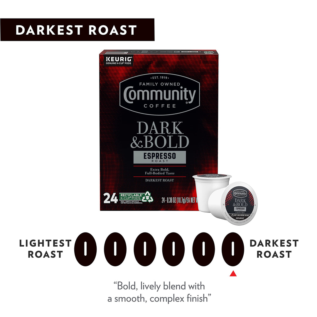Community Coffee Espresso Roast Coffee Pods, Extra Dark, 12 Count
