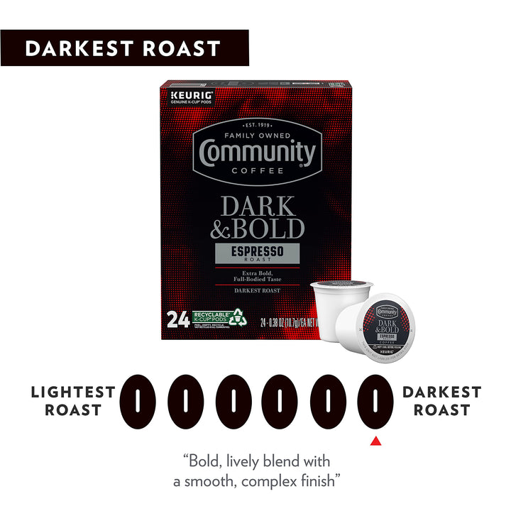 Community Coffee Espresso Roast Coffee Pods, Extra Dark, 12 Count