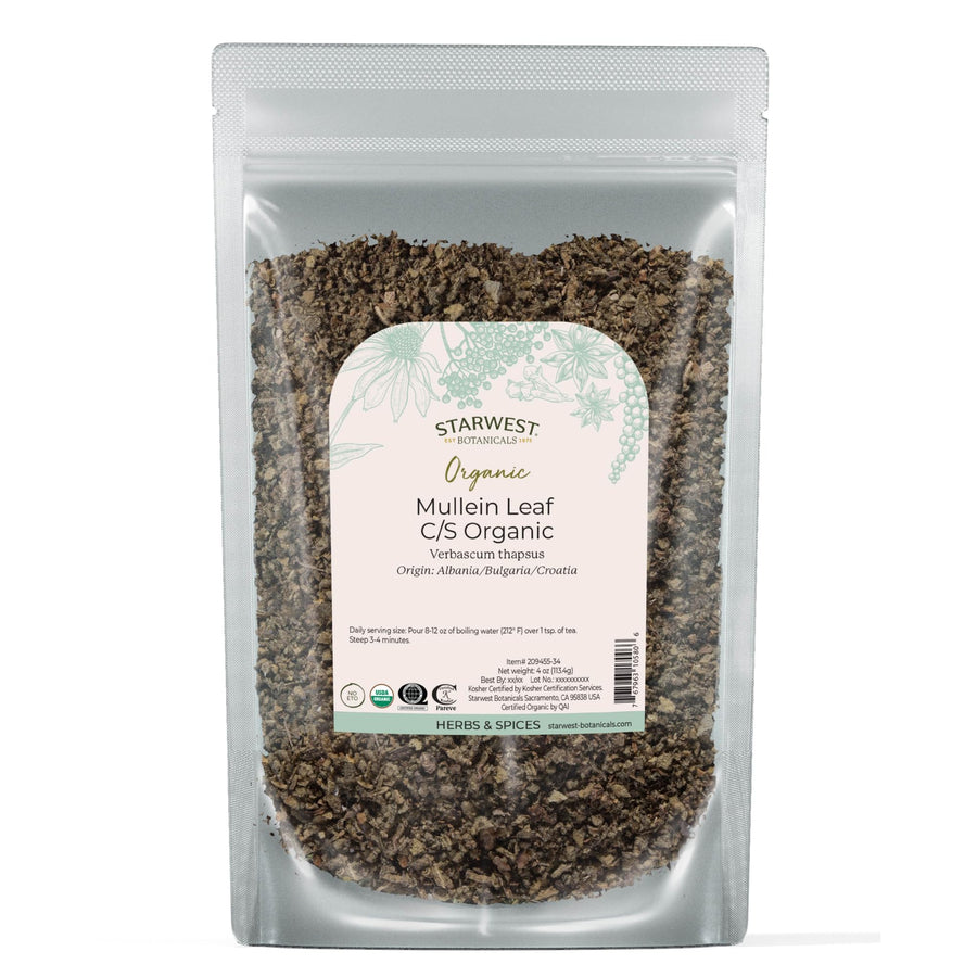 Starwest Botanicals Organic Mullein Leaf, Cut & Sifted, 4 oz