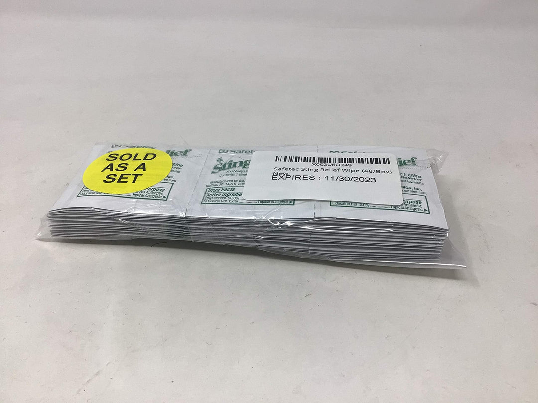 Safetec Sting Relief Wipe, 48 Count