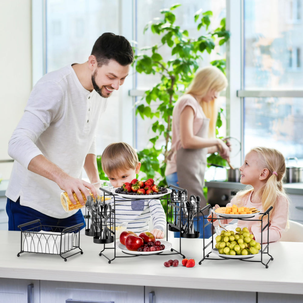 Sorbus Buffet Caddy And Server, Black, 7 Count