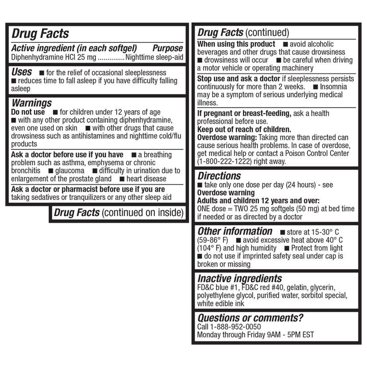HealthA2Z Diphenhydramine HCl Sleep Aid, 25 mg, 96 Count