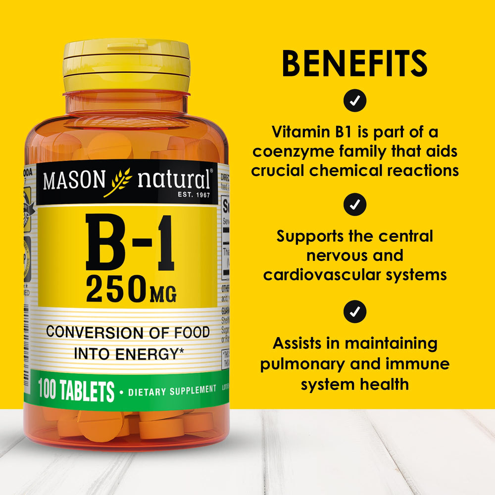 MASON NATURAL Vitamin B1 Thiamine, 250 mg, 100 Count