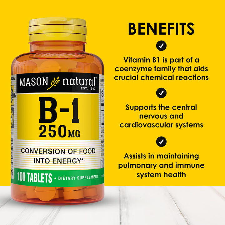 MASON NATURAL Vitamin B1 Thiamine, 250 mg, 100 Count