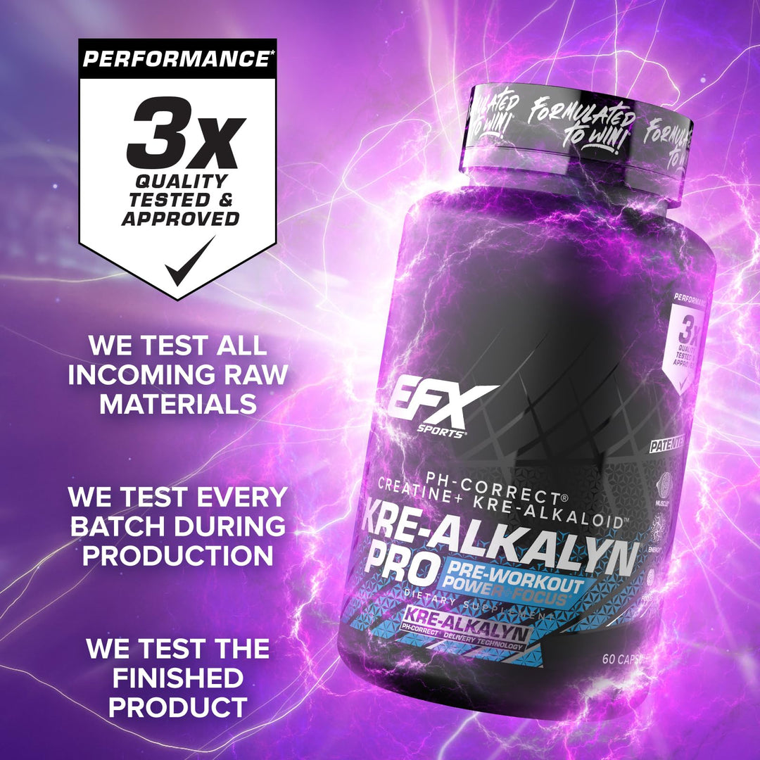 EFX Sports Kre-Alkalyn Pro pH Correct Creatine Monohydrate, 60 Count