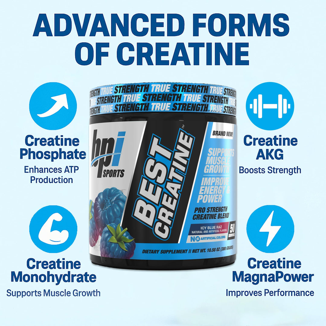 BPI Sports Best Creatine, Icy Blue Raz, 50 Servings