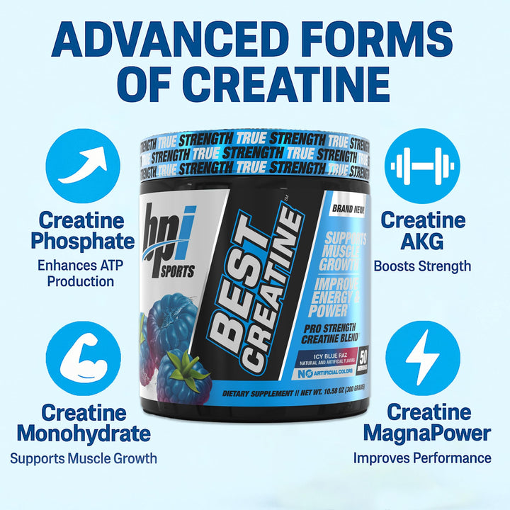 BPI Sports Best Creatine, Icy Blue Raz, 50 Servings