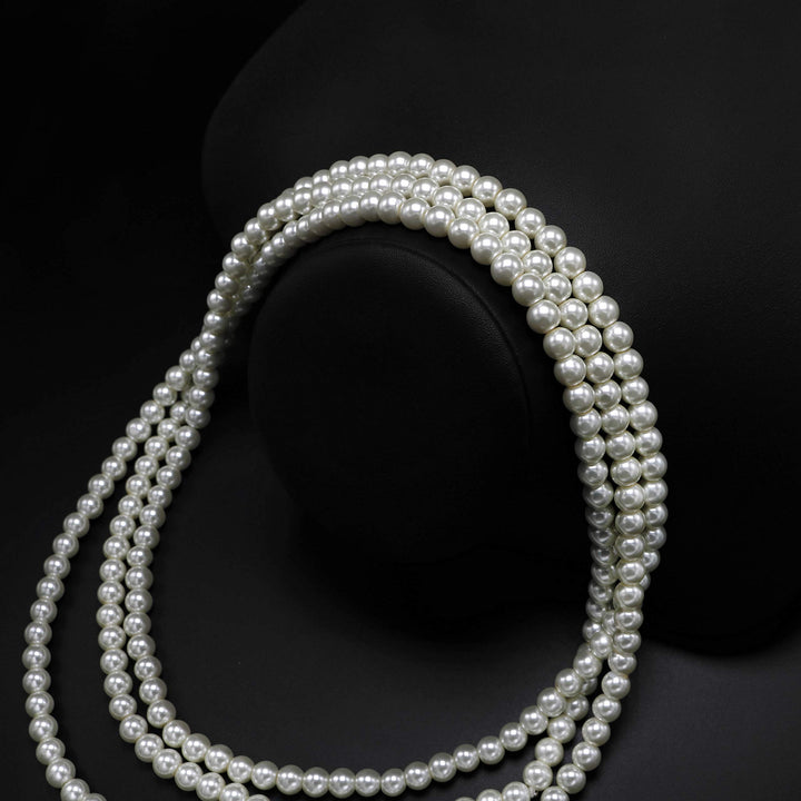 Aisansty Long Layered Faux Pearl Necklace, Cream White, 69 in